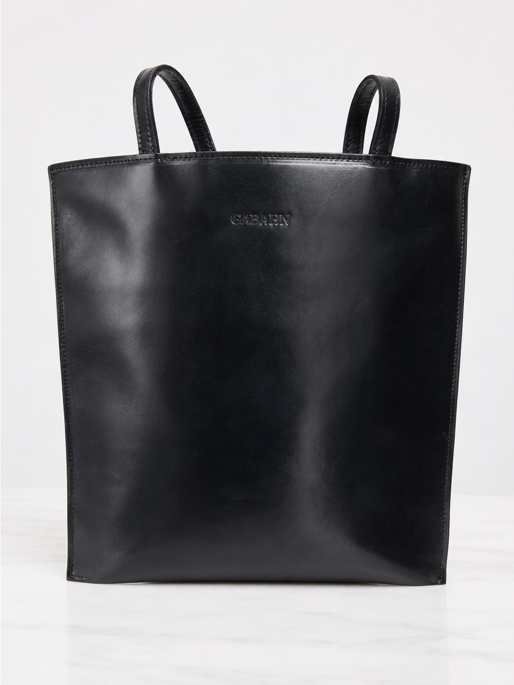 Minimalist Gabahn Leather Shopper Tote - True Matte Black